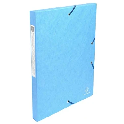 Image of Exacompta Ref 50306E Pressboard Filing Box 250 x 330mm in Size, Suitable for Holding A4 Documents, 2.5cm Spine, 600gsm Genuine Pressboard, Spine Label Turquoise