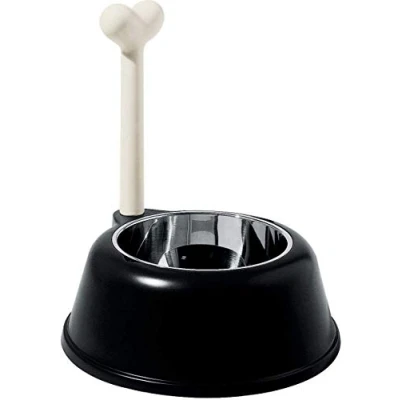 Image of Alessi Lupita AMMI02 B Design Dog Food Bowl in Thermoplastic Resin and 18/10 Stainless Steel, Black