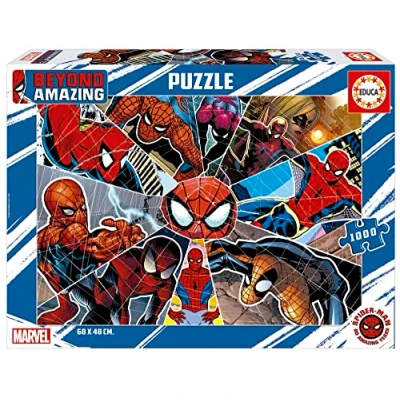 Image of Educa 1000 Piece Puzzle for Adults Spider Man Beyond Amazing Jigsaw Puzzle, Includes Glue Fix Once Finished Paste Ages 14+ (19487)