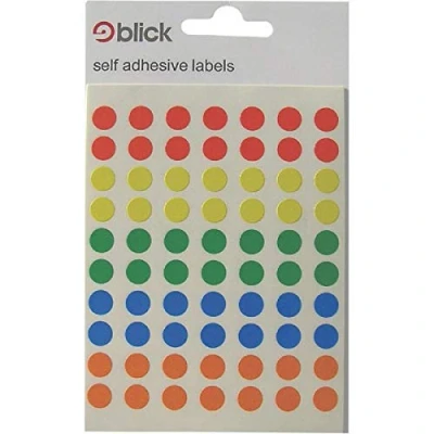Image of Blick Coloured Labels in Bags Round Dia(1000)+A Free Pen (Assorted 8mm)