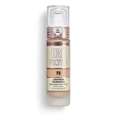 Image of Makeup Revolution, IRL Filter, Longwear Foundation, Medium To Full Coverage, Matte Finish, 16 Hour Wear, F8, Tan Skin Tones, 23ml