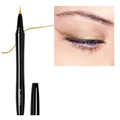 Image of AQUAPURITY PHOERA® WATERPROOF LIQUID EYELINER PEN BROWN BLACK AND 4 MORE COLOURS SMUDGE PROOF EYE LINER LONG LASTING MAKEUP COSMETICS UK (106 DAZZLE GOLDEN)