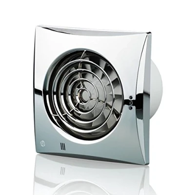Image of Blauberg UK Chrome Wall Mounted Bathroom Fan with Timer &amp; Humidity Sensor, 100 mm
