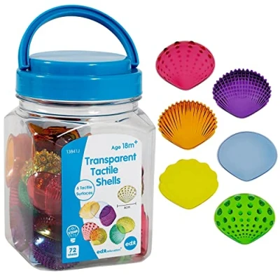 Image of edxeducation Tactile Shells Transparent Mini Jar Set of 72