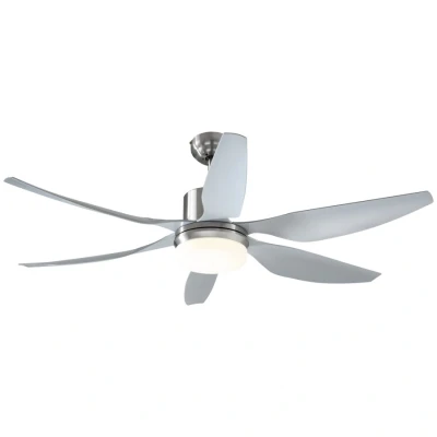 Image of HOMCOM Reversible Ceiling Fan with Light, 6 Blades Indoor Modern Mount LED Lighting Remote Controller, for Bedroom, Living Room, Silver