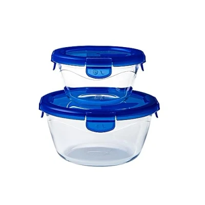 Image of Set of 2 round glass dishes with leak proof lid Cook &amp; Go