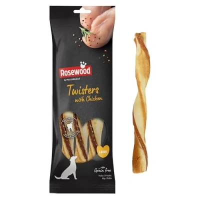 Image of Rosewood Pets Unlimited Twisters with Chicken, Large, Grain Free, High Protein Dog Treats 3pc, 210g (1 Pack)