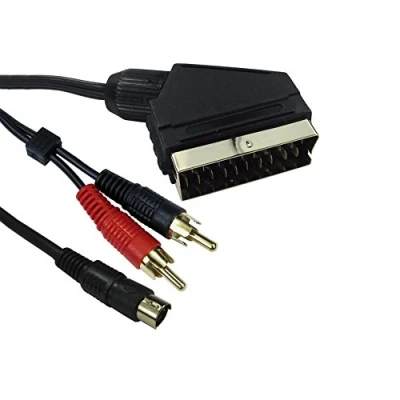 Image of Ex Pro SCART Out to SVHS/S VHS S Video Input and Twin x RCA/Phono Audio Cable Lead