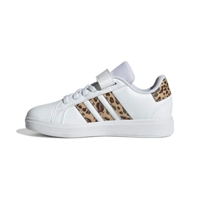 Image of adidas Unisex Grand Court 2.0 Shoes Children Non Football Low, Cloud White/Magic Beige/Matte Gold, 13 UK