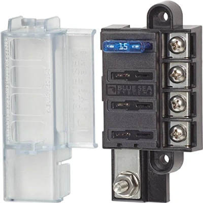 Image of Blue Sea Systems 5045 ST Blade Fuse Block Compact 4 Circuit with Cover