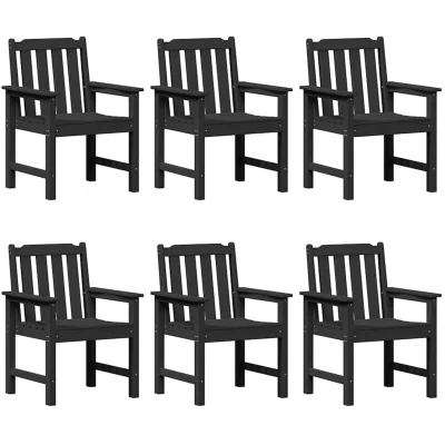 Image of vidaXL Garden Dining Chairs 6 pcs Black 65,5x55,5x88 cm HDPE