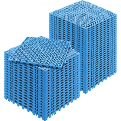Image of VEVOR Modular Interlocking Cushion, 50 Pack 30 x cm Splicing Drainage Mats, Soft PVC Floor Tiles, Non Slip Holes for Restroom, Bathroom, Kitchen, Pool, Wet Area, Blue