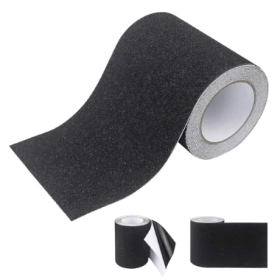 Image of heyveen 6 Inch x 33 Foot Anti Slip Traction Tape, Grip Tape Grit Non Slip, Outdoor Skid Treads, High Friction Abrasive Adhesive Stairs Step, Tread Indoor, Outdoor, Black