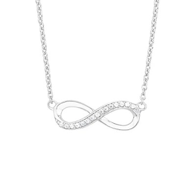 Image of s.Oliver necklace with pendant 925 sterling silver ladies necklace, cubic zirconia synth, 42+3 cm, silver, Infinity, Comes in jewelry gift box, 2012527