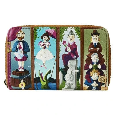 Image of Loungefly Disney Haunted Mansion Stretching Room Portraits Zip Around Wallet, Black, One Size