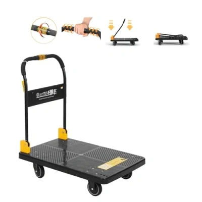 Image of N&amp;S Heavy Duty Platform Trolley 200kg One Hand Rides Truck Cart with Mute Wheels