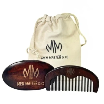 Image of Men Matter &amp; Co Grooming Duo Premium Beard Brush Comb Set for Ultimate Care
