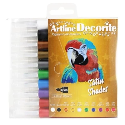 Image of Artline &#039;Decorite&#039; Satin Shades Brush Marker Pens for Card, Glass, Metal and Plastic