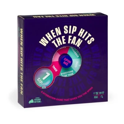 Image of When Sip Hits the Fan by Exploding Kittens 2 8 Players Ages 21+ 10 Minutes to Play Drinking Game with Spinner Party Game, Adult Night, Card
