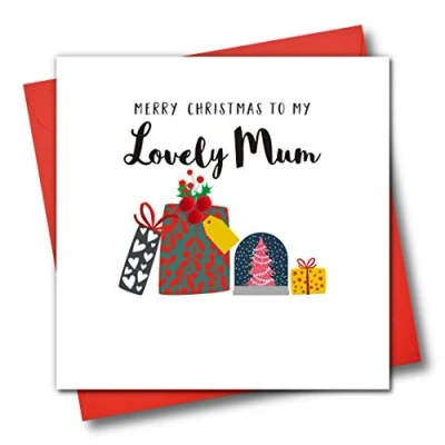 Image of Embellished Christmas Greeting Card, Merry to My Lovely Mum, Pile of Presents