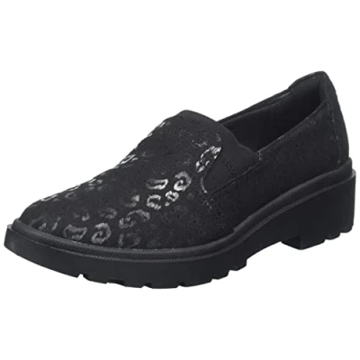 Image of Clarks Women&#039;s Calla Rae Loafer, Black Textile, 4.5 UK
