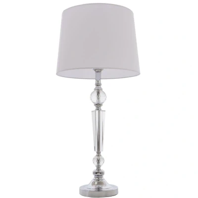 Image of Charlotte Table Lamp With Round Tapered Shade Silver, E27
