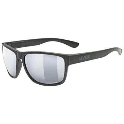 Image of uvex LGL Ocean P Sunglasses for Men and Women Polarized Lenses Mirrored Black Matt/Silver Silver One Size