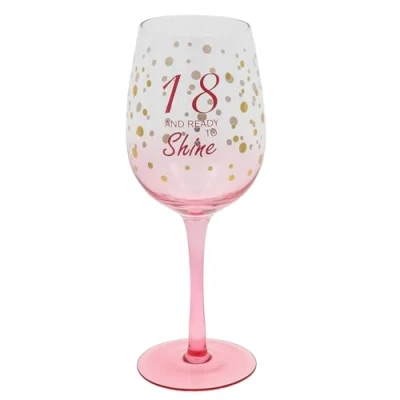 Image of Shudehill Giftware Gold Speckle Birthday Special Age Colourful Wine Glass 18th, 21st, 30th, 40th, 50th, 60th, 70th Gift (18)