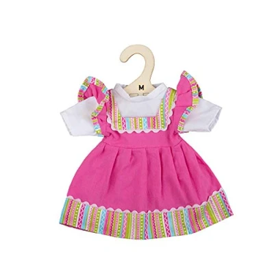 Image of Bigjigs Toys Pink dress with striped trim (for Size Medium Doll) DOLLS ONLY