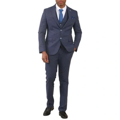 Image of Men&#039;s Suit Navy Blue 3 Piece Lightweight Linen Summer Wedding Formal Dress Suits 46