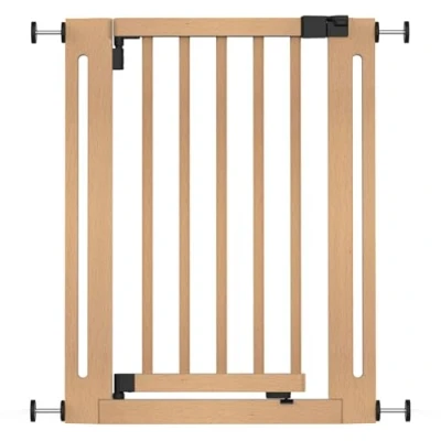 Image of Safetots Wooden Elegance Gate, Natural, 63cm 71cm, Pressure Fit Safety Baby Gate for Stairs, Hallways and Doors, Stylish Design Easy Installation