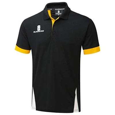 Image of Surridge Sports Men Blade Polo Shirt Black/Amber/White, Small
