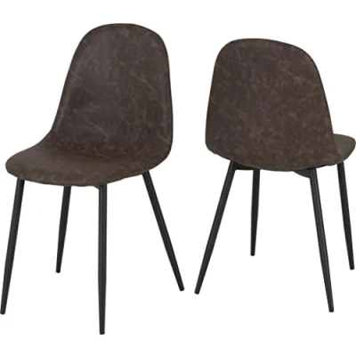 Image of Seconique Athens Dining Chair Set of 2 in Brown Pu