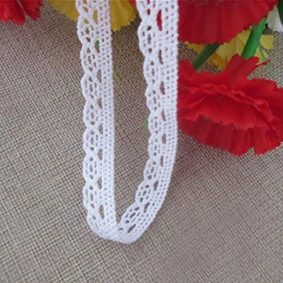 Image of 10 Yards Cotton Crochet Lace Edge Trim Ribbon 1.2 cm Width Vintage Style White Edging Trimmings Fabric Embroidered Applique Sewing Craft Wedding Bridal Dress Embellishment DIY Party Clothes Embroidery
