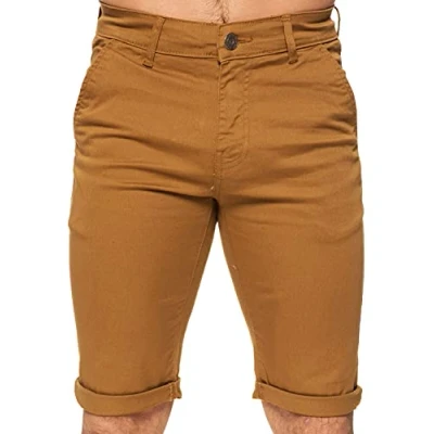 Image of Enzo Mens Slim Fit Stretch Cotton Chino Summer Shorts Black Blue Red Grey, BNWT 40 X Regular Leg Tan