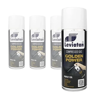 Image of LEVIATAN Golden Power Pack of 4 Compressed Air Spray 400 ml Purifier for Cleaning The Keyboard, Computer, Camera, Mobile Phone