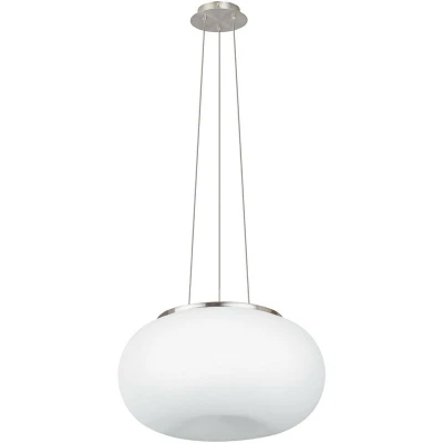 Image of Eglo Lighting Optica 2 Light Globe Ceiling Pendant Satin Nickel, White Opal Glass, E27 EG86815