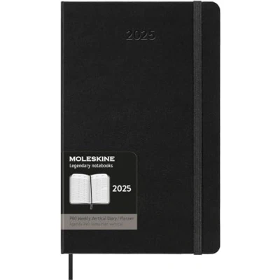 Image of Moleskine Weekly Planner, Vertical Pro 12 Month Agenda 2025, HardCover and Elastic Closure, Black Color, Large Format 13x21 cm