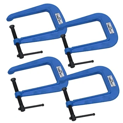 Image of 2 (50mm) Deep Throat (3 1/2&quot;) G Clamp Grip Holder Vice Clamping 4 Pack