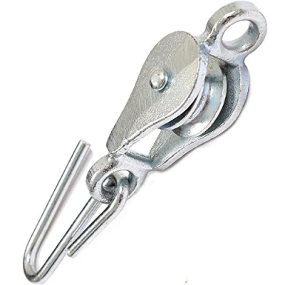 Image of Heavy Duty Washing Line Pulley &amp; Hook Galvanised Steel Clothes Dryer Dry Garden