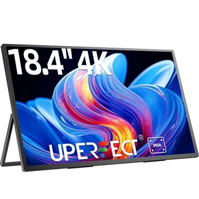 Image of UPERFECT 18.4 Inch Portable Monitor 4K Ultra HD 3840x2160 with HDR/100% sRGB, Aluminum Case, Matte IPS Screen Mini HDMI/Type C Port/VESA Mountable, Extend for PC/Laptop/PS/Phone