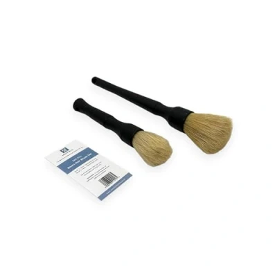 Image of Mayfield Boars Hair Brush Set x2 Genuine, Natural, Deep Clean, Professional, Car, Detailing, Valeting, Alloy Wheels, Engine Bay, Brake Calipers, Chemical Resistant, Metal Free
