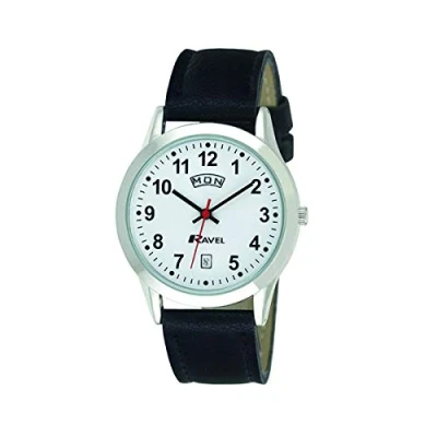 Image of Ravel Unisex Classic Day Date Calendar Watch Black/Silver Tone