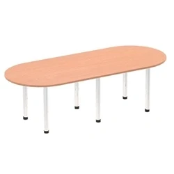 Image of Impulse 2400mm Boardroom Table Beech Top Chrome Post Leg