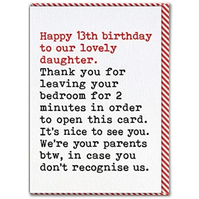 Image of Brainbox Candy Daughter 13th Birthday Card Funny Cards For Girls