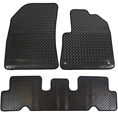 Image of JVL 3523R Fully Tailored Rubber Car Mat, Set of 3, Black