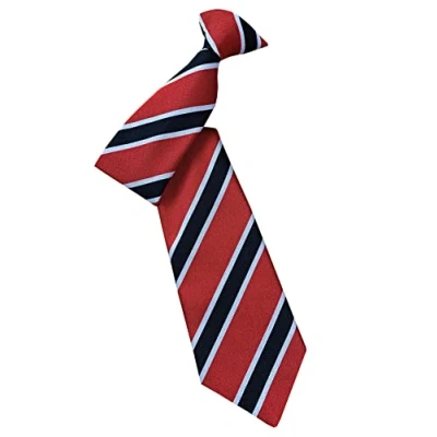 Image of Men&#039;s Red, Navy &amp; White Striped Clip On Neck Tie
