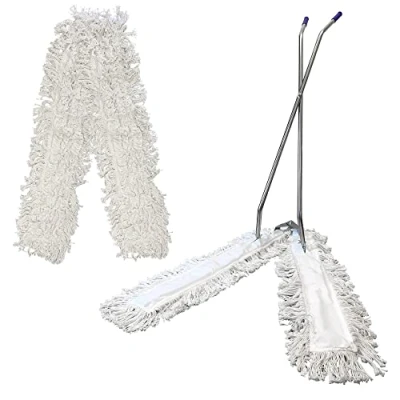 Image of V Sweeper Kit, Complete Industrial Dust Mop with 100cm Hard Floor Heads and a Sturdy Scissor Metal Frame, Easily Attracts Dirt for Large Surface Cleaning